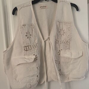 Free People Ivory Textured Vest